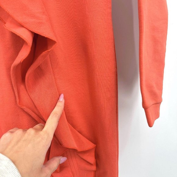 Chloe Orange Bow Ruffle Terry Knit Raglan Long Sleeve Crew Dress Girls Size 12 - Picture 6 of 11